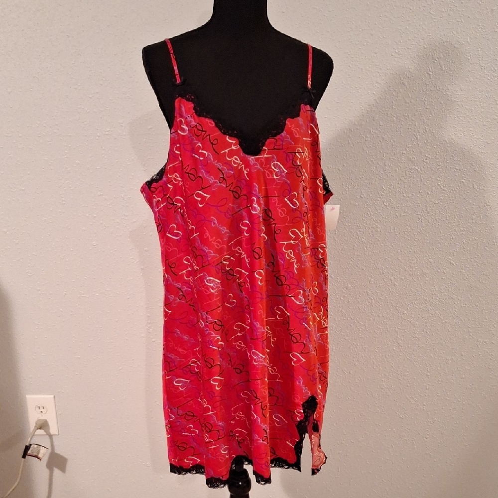 Secret Treasures Red and Black Love Patterned Dress